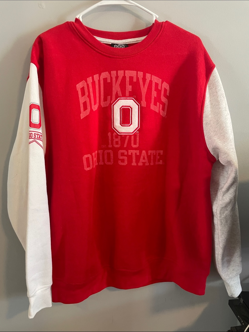 Ohio State Buckeyes Red & White Crewneck Sweatshirt